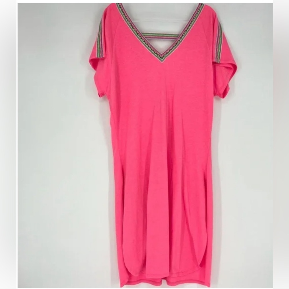 Pitusa V-Back Pima Dress Hot Pink with Inca Trim Standard Size